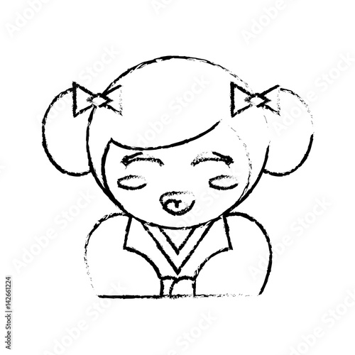 portrait kokeshi doll chinese sketch vector illustration eps 10
