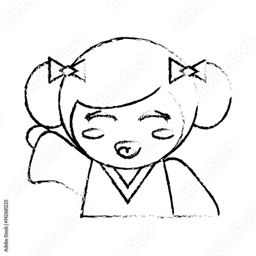 portrait kokeshi doll chinese sketch vector illustration eps 10