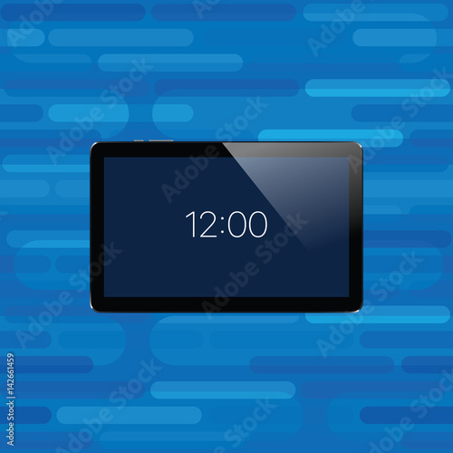 Digital tablet with shiny sensor screen. Electronic smart device. Mobile gadget.