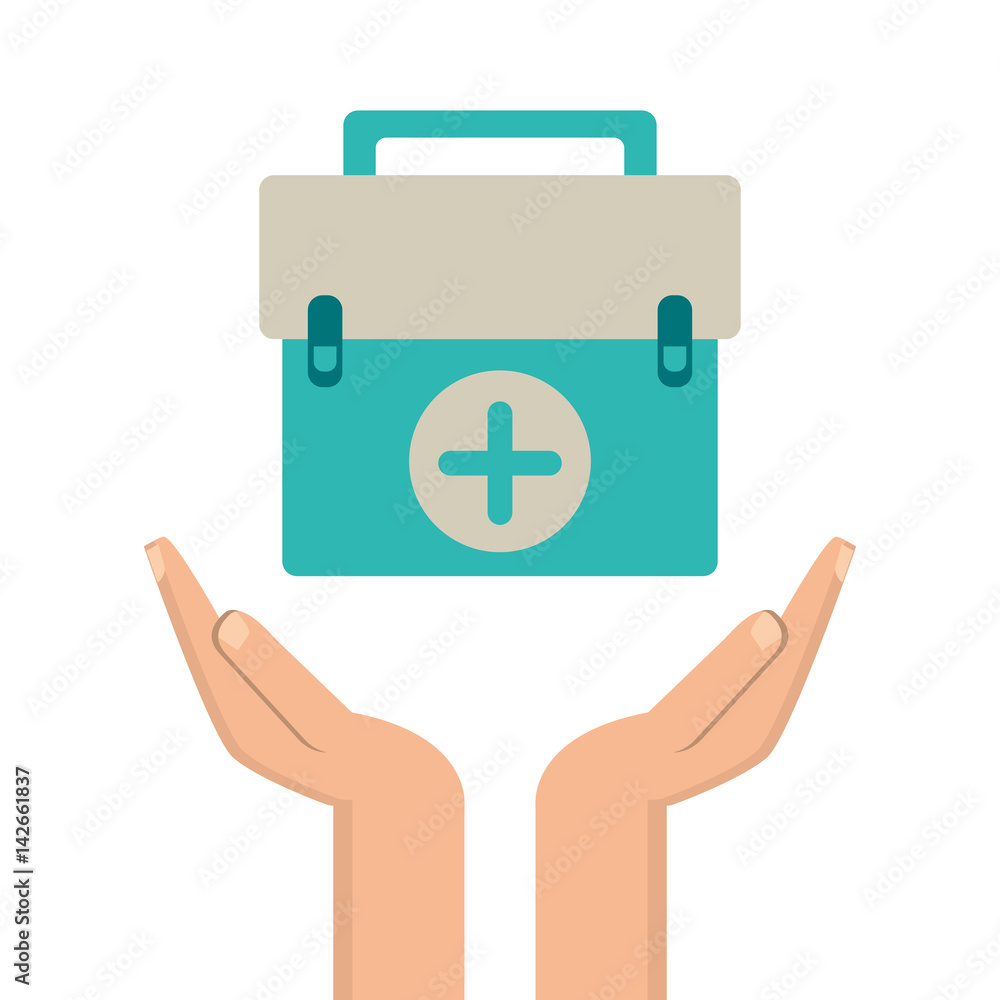 hands with kit first aid design vector illustration eps 10 hands with kit first aid design vector illustration eps 10