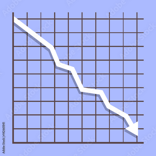 Graph down income arrow. Negative chart