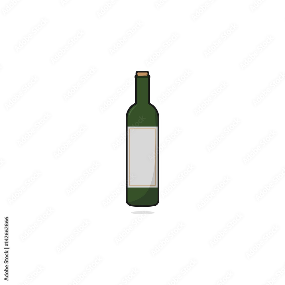 Green Wine Bottle. Isolated on White Background. Green Wine Bottle. Isolated on White Background.