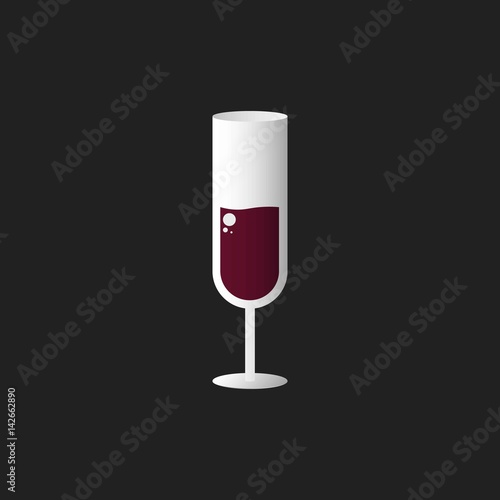 Wine Glass Vector. Isolated on Black Background.