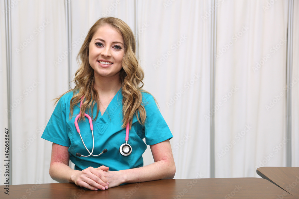 Young attractive healthcare professional, female nurse Young attractive healthcare professional, female nurse