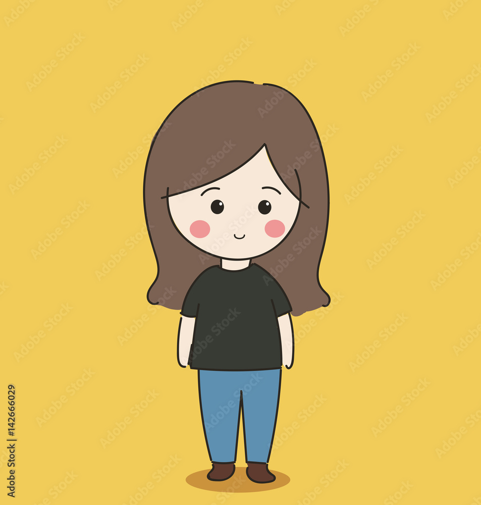 cute chubby girl Stock Illustration | Adobe Stock