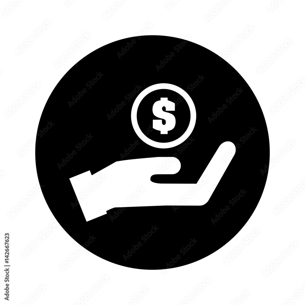 hand human with coin isolated icon vector illustration design hand human with coin isolated icon vector illustration design