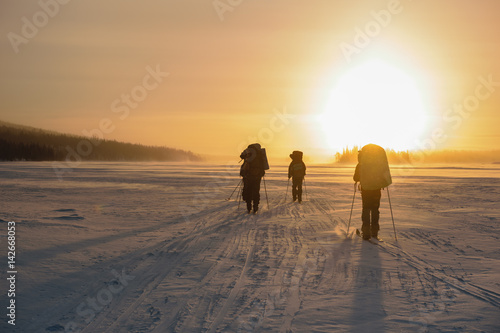 Tourists in Russian Lapland, Kola Peninsula