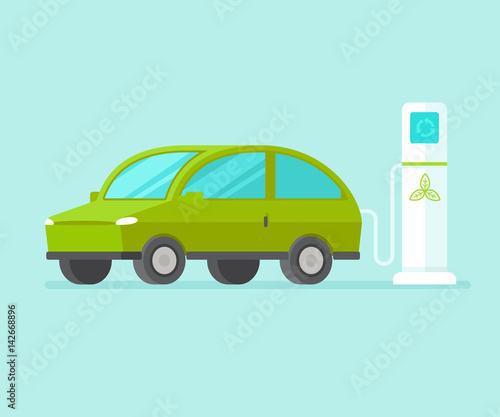 Vector illustration in flat style - electric car