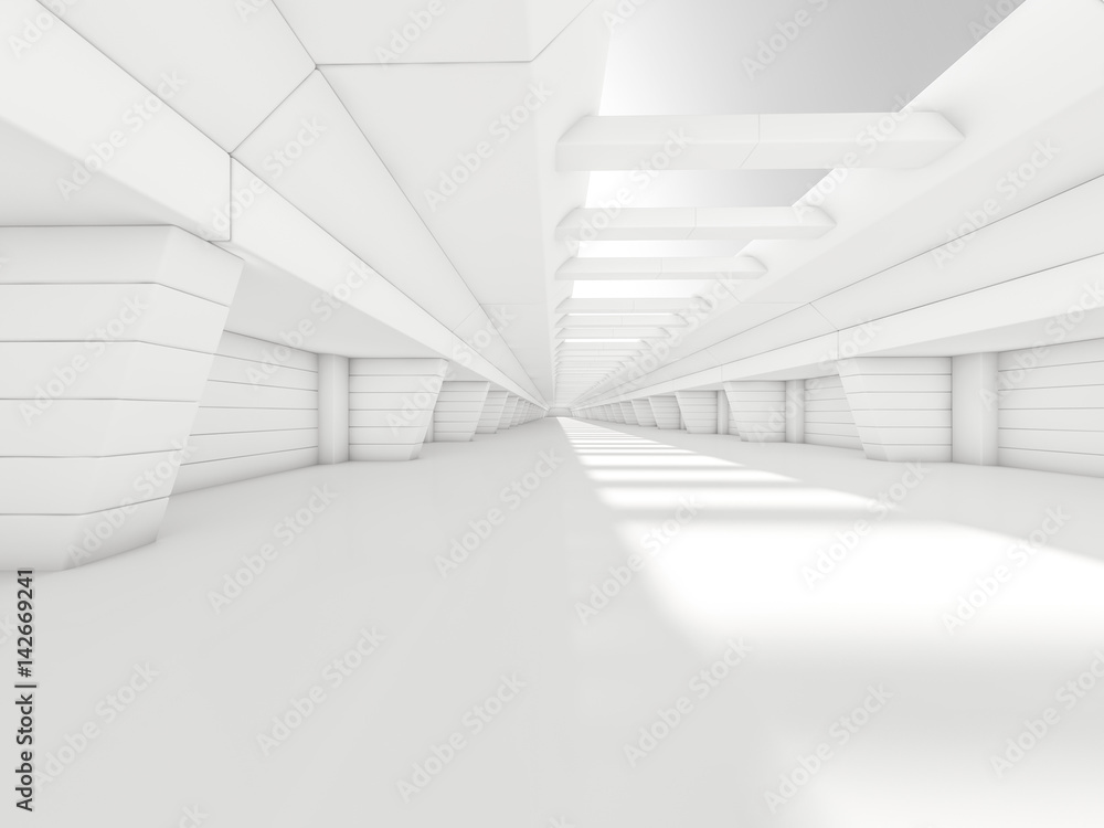 Fototapeta premium Abstract illuminated empty corridor interior. 3D rendering