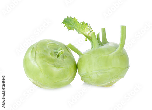 Obraz na plátně fresh green kohlrabi on white background