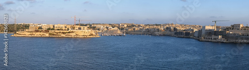 Panorama of Grand harbor and Kalkara creek as seen from Valletta. Malta