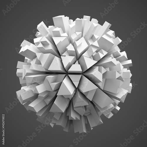 3D Rendering abstract sphere on dark grey background