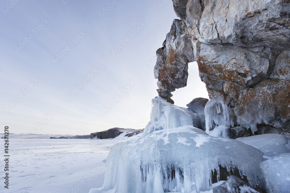 Tsagan-Hushun cape. Lake Baikal, winter landscape