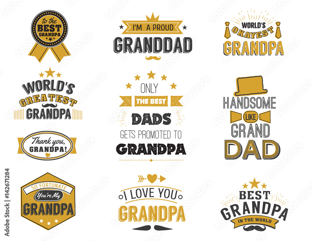 Naklejka premium Isolated Grandfathers quotes on the white background.
