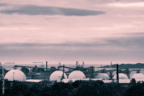 Fuel terminal in Riga, Latvia. Large oil tanks