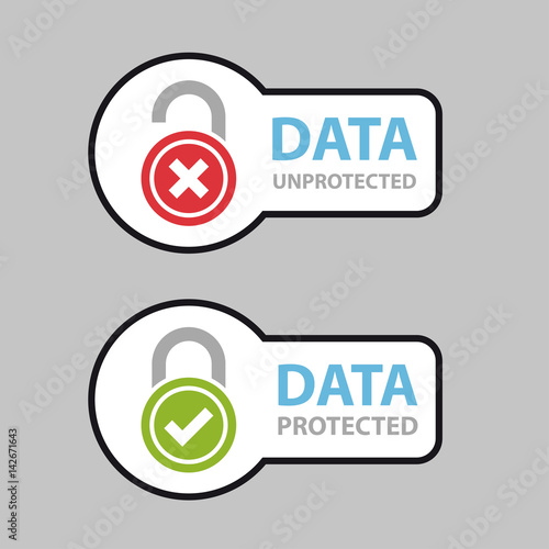 data protected unprotected safety icon symbol vector