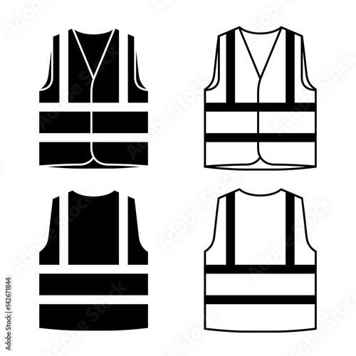 reflective safety vest black white vector