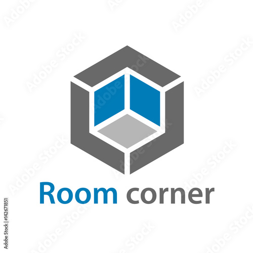 3D isometric empty room corner symbol vector