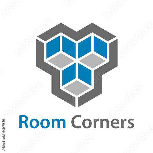 3D isometric empty room corners symbol vector
