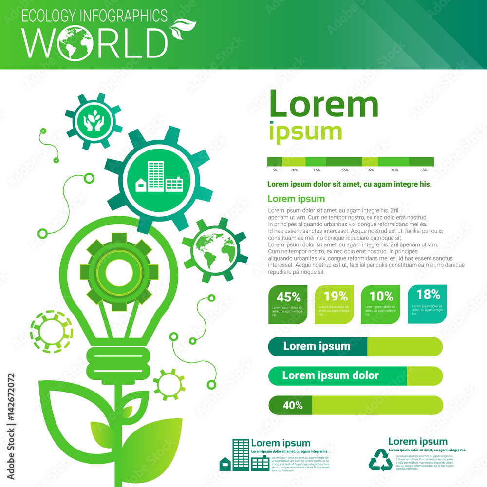 World Environmental Protection Green Energy Ecology Infographics Banner With Copy Space Vector Illustration World Environmental Protection Green Energy Ecology Infographics Banner With Copy Space Vector Illustration