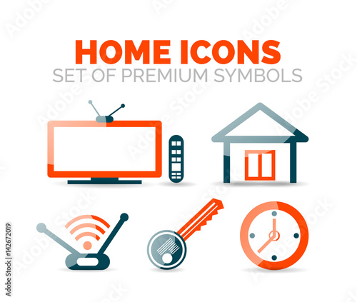 Set of home equipment and elements icons