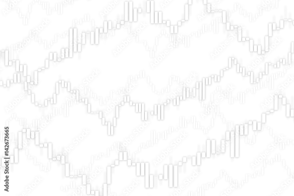 Stock market chart silhouette on white background 3D illustration