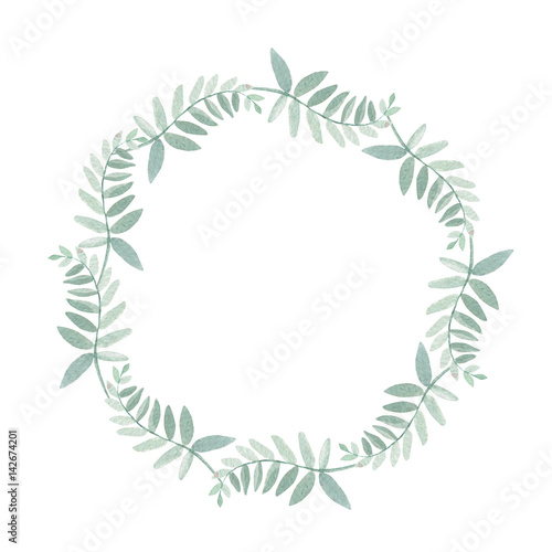 Beautiful watercolor wreath with branches of eucalyptus.