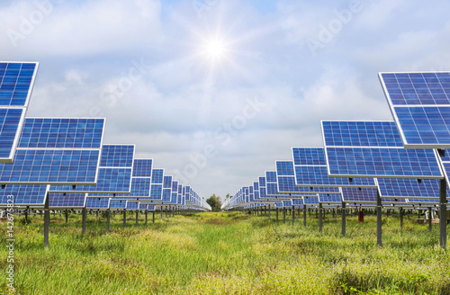 solar panels in power station alternative energy from the sun 