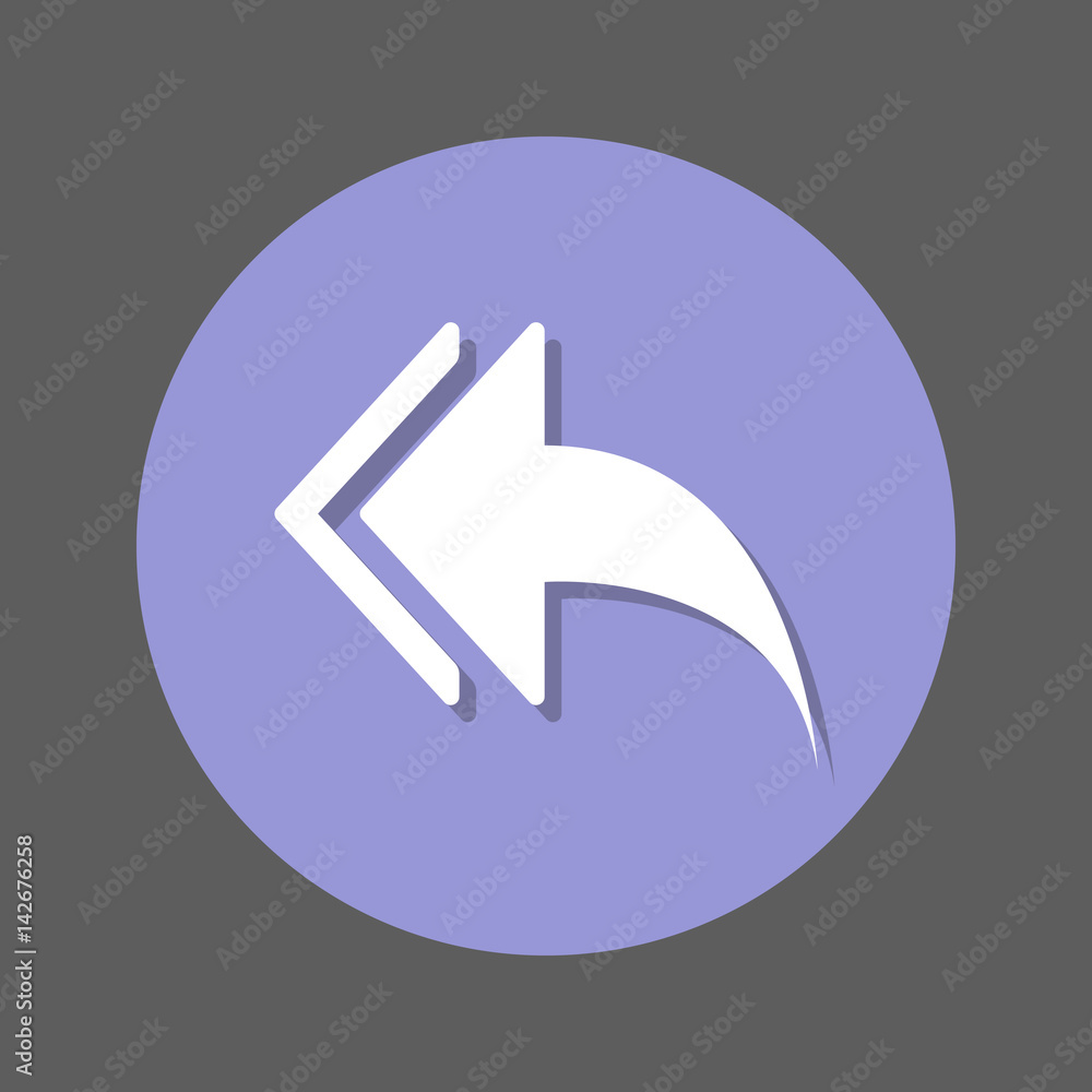 Left arrows, Reply to all flat icon. Round colorful button, circular vector sign with shadow effect. Flat style design Left arrows, Reply to all flat icon. Round colorful button, circular vector sign with shadow effect. Flat style design