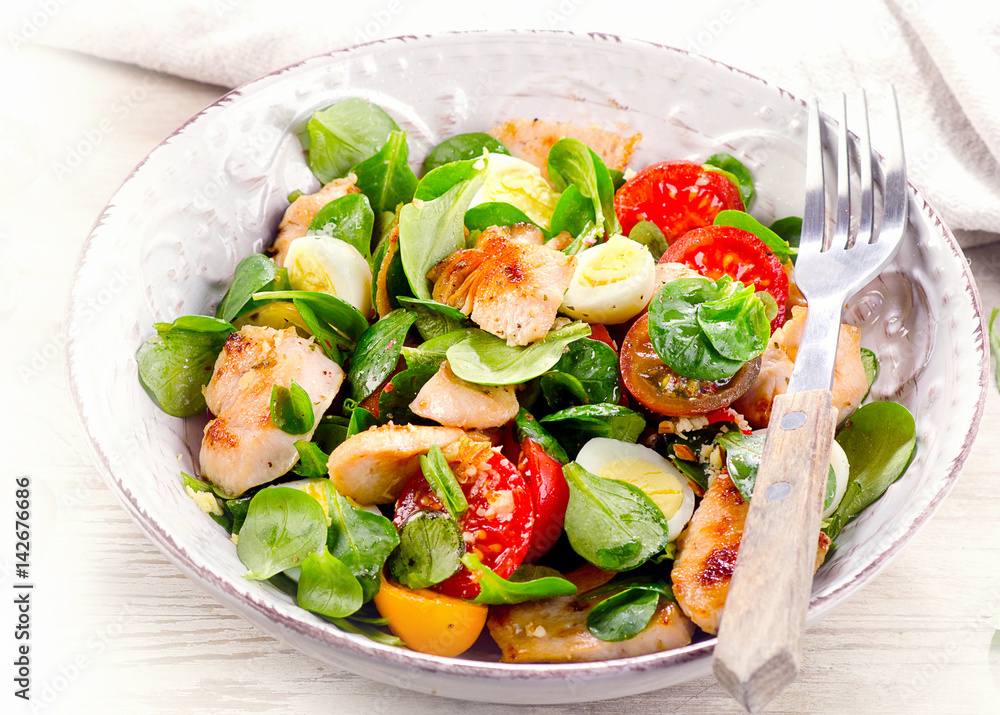 Chicken and vegetable salad. Chicken and vegetable salad.
