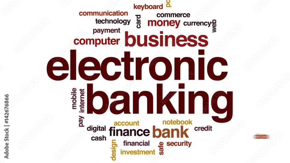 Electronic banking animated word cloud, text design animation. Electronic banking animated word cloud, text design animation.