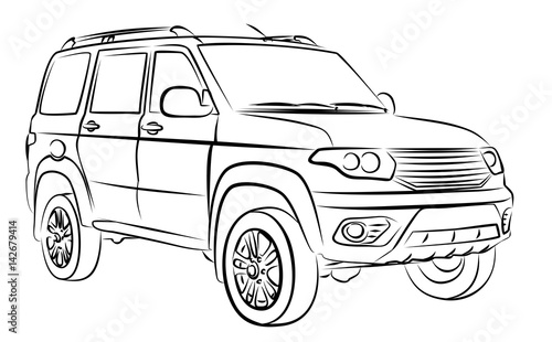 Sketch of big car. 
