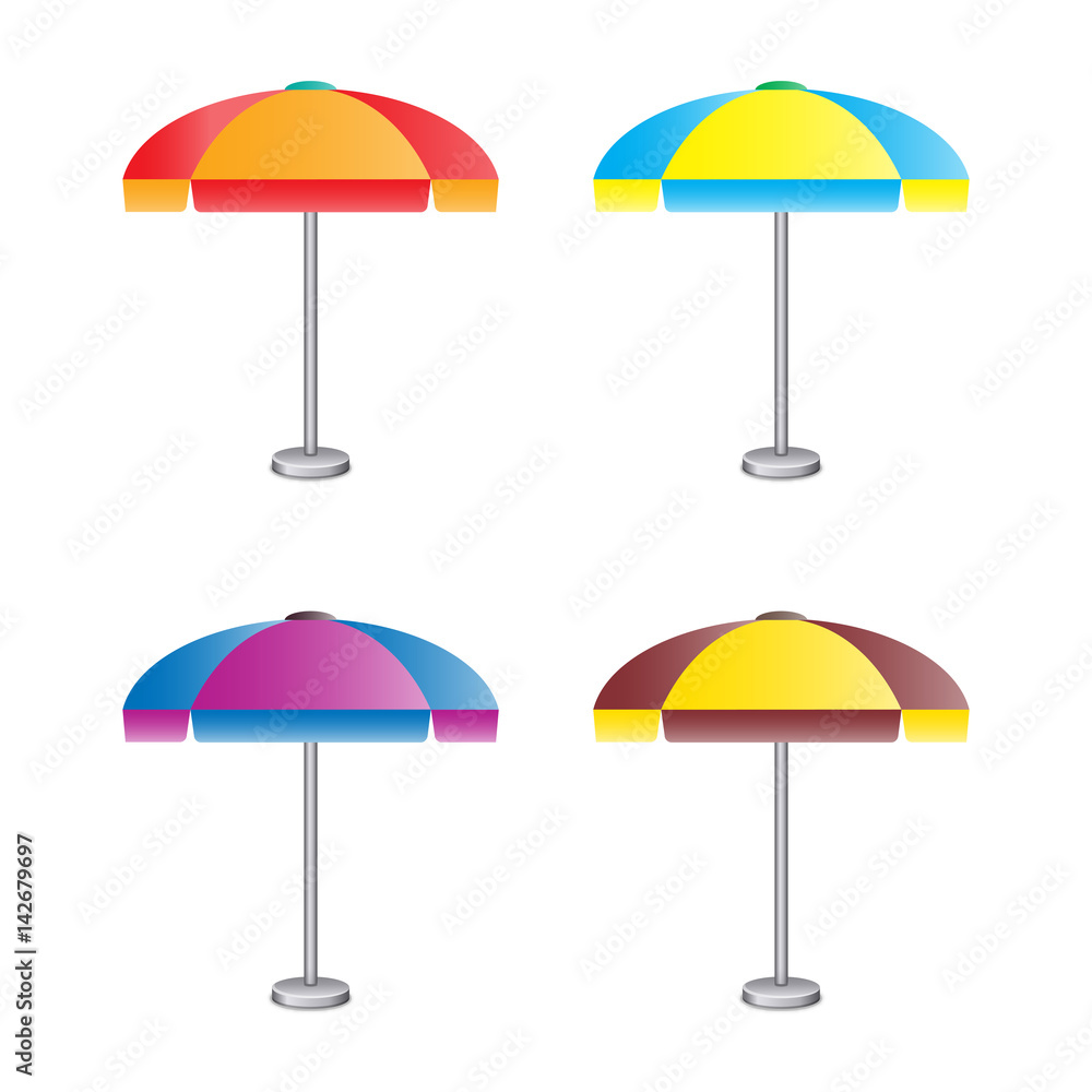 set of four beach umbrella