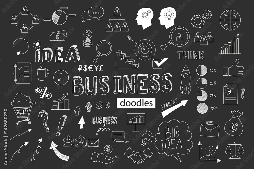 Unique collection of hand drawn bussines doodles. Unique collection of hand drawn bussines doodles.