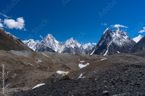 Gasherbrum mountain massif and Mitre peak, K2 trek, Pakistan photo