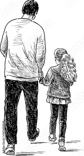 father and daughter on a stroll