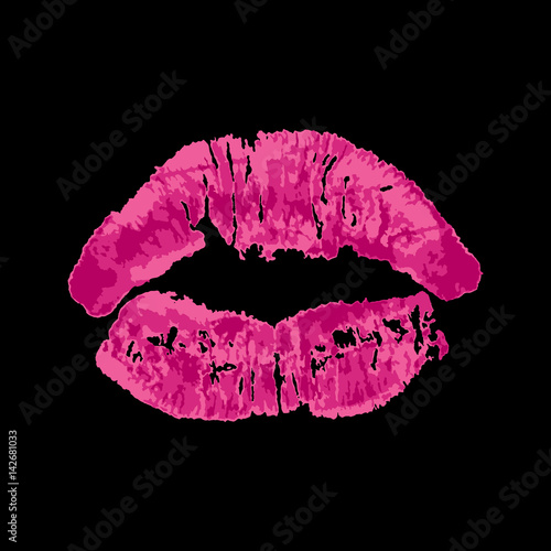 pink lips on a black background