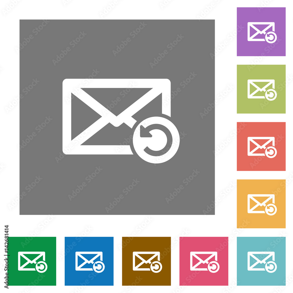Undelete mail square flat icons Undelete mail square flat icons