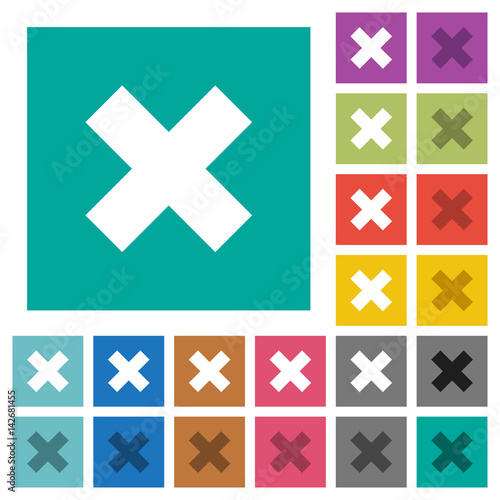 Cancel square flat multi colored icons