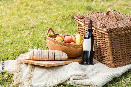 Picnic basket on grass
