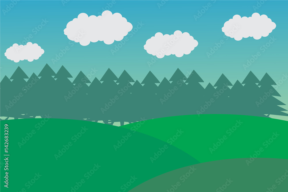 background of green hills with tree