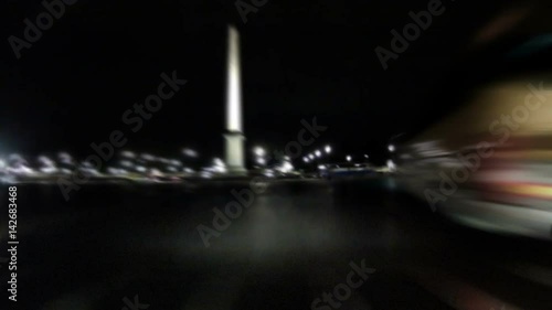 Fast night car trip in Paris