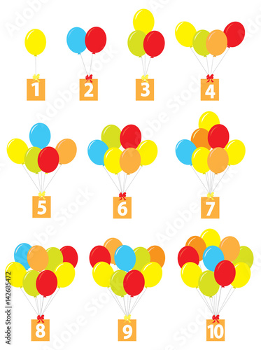 set of cartoon balloons with numbers