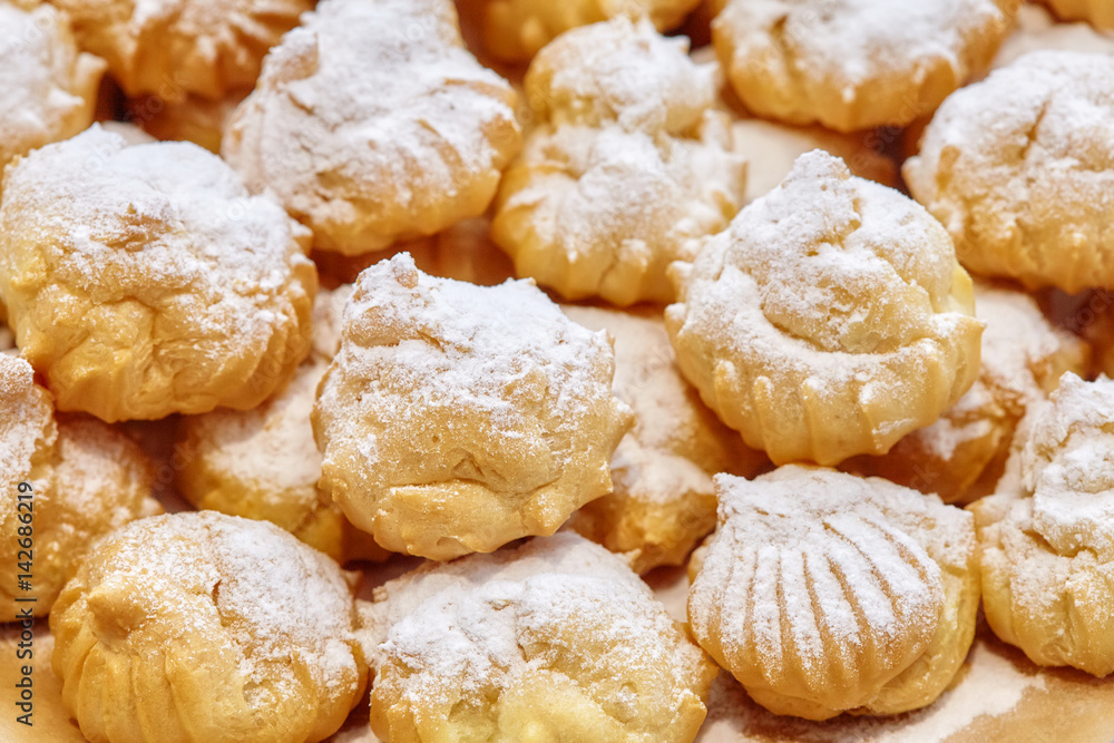 Stack of bakery desserts or cakes on plate Stack of bakery desserts or cakes on plate