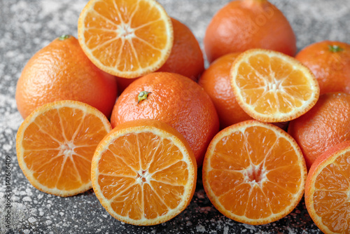 Tangerines on table  close up