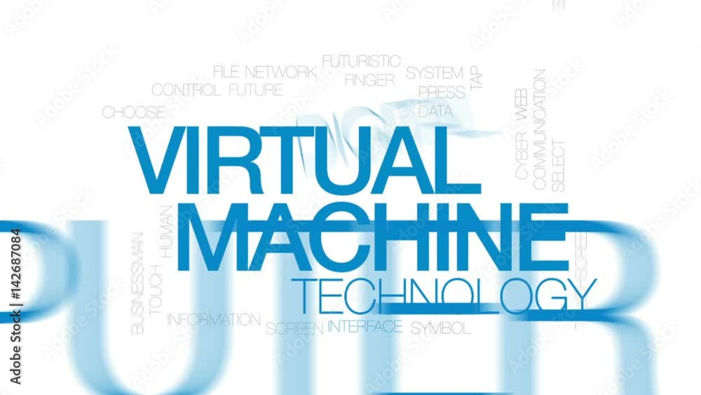 Virtual machine animated word cloud, text design animation. Kinetic typography. Virtual machine animated word cloud, text design animation. Kinetic typography.