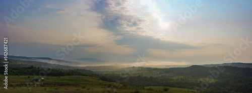 Sunrise over Hateg County  Carpathian Mountains  Romania