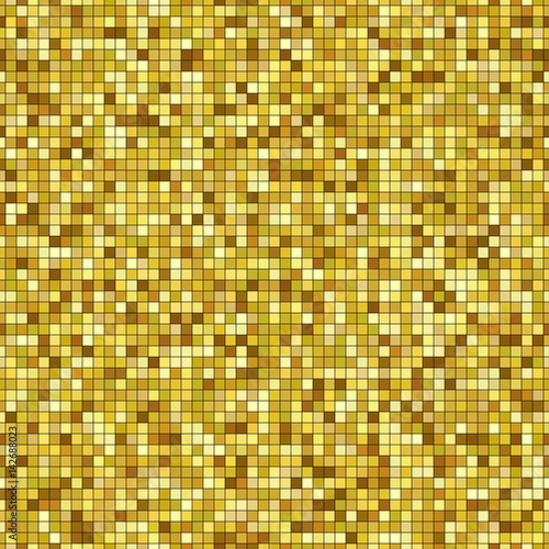 Gold mosaic of tile. Square seamless pattern.