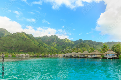 The Beautiful sea and resort in Moorae Island at Tahiti PAPEETE, FRENCH POLYNESIA.