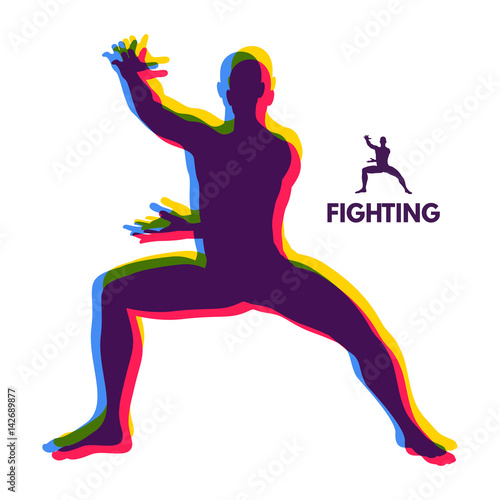Fighter. Human Body. Sport Symbol. Design Element. Martial Arts. Vector Illustration.